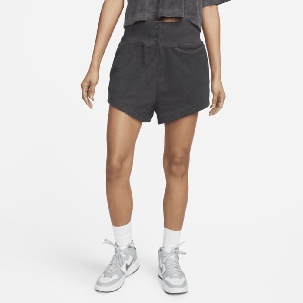 NWT Nike High Waist Reverse French Terry Shorts in Gray MEDIUM - Picture 3 of 7